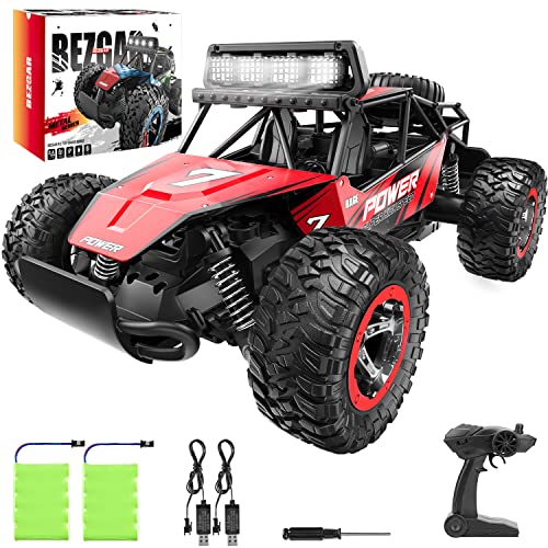 BEZGAR TB141 RC Cars-1:14 Scale Remote Control Car, 2WD High Speed 20 Km/h All Terrains Electric Toy Off Road RC Car Vehicle Truck Crawler with Two Rechargeable Batteries for Boys Kids and Adults