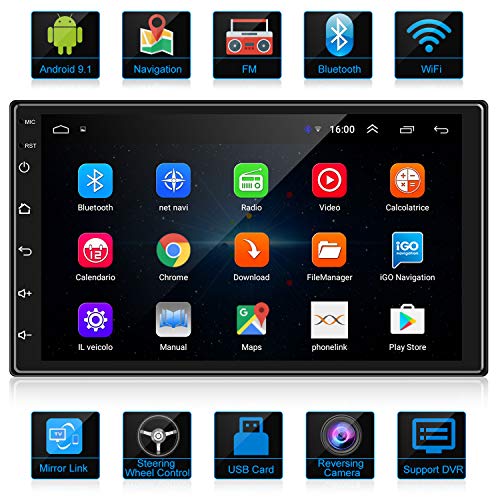 ANKEWAY Android Double Din Car Stereo, 7 Inch 1080P HD Touch Screen Car Android Multimedia System with GPS Navi/HiFi/WiFi/Bluetooth/RDS/FM Radio/Mirror-Link, Dual USB & Backup Camera Included