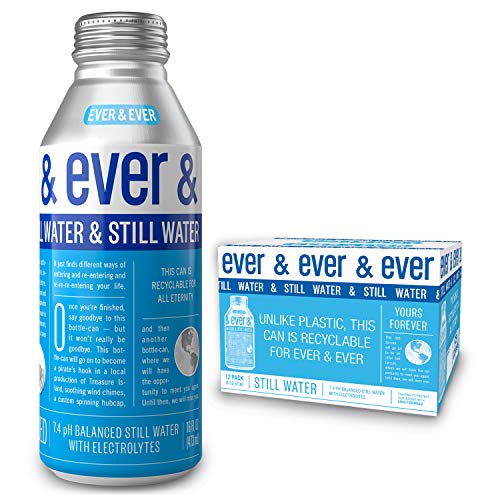 Still Water by [ Ever and Ever ] Aluminum Bottled | Reverse Osmosis Still Water | 7.4 pH Balanced with Electrolytes | RECYCLABLE FOR ALL ETERNITY | 16 oz Bottle-Cans (Pack of 12)