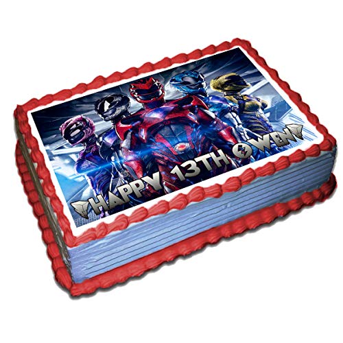 Power Rangers Personalized Cake Toppers 1/4 8.5 x 11.5 Inches Birthday Cake Topper