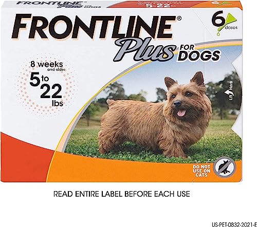 FRONTLINE Plus Flea and Tick Treatment for Small Dogs Upto 5 to 22 lbs., 6 Treatments