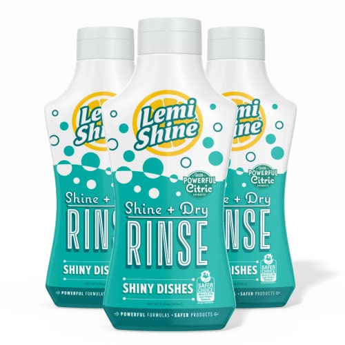 Lemi Shine - Shine + Dry Natural Dishwasher Rinse Aid, Hard Water Stain Remover (3 Pack)