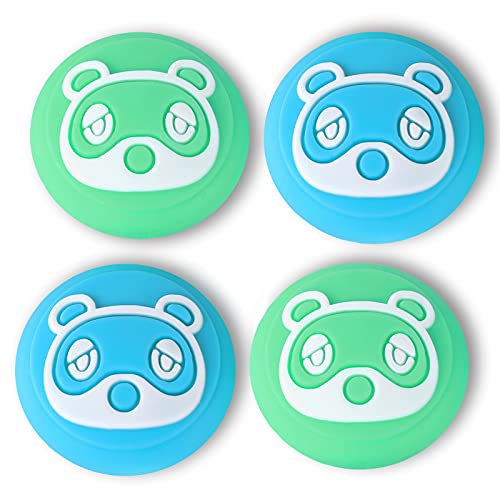 Tscope for Animal Crossing Thumb Grip Caps for Nintendo Switch/Switch Lite Controller, Joy-Cons Analog Joystick Cute Raccoon Soft Silicone Covers for NS Accessories (Anime Raccoon)