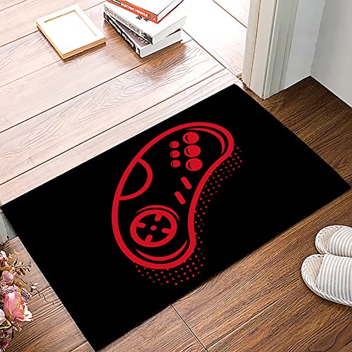 Video Game Doormats Indoors Entrance Door Mat,Red Gamepad Games Controller Gamer Black Non-Slip Front Entry Way Welcome Kitchen Floor Door Mats,Washable Bath Accent Floor Runner Mats Rug,16'x24'