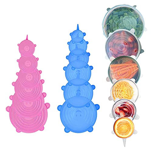 Blooding Silicone Stretch Lids, Reusable Silicone Lids 18 Pack Sustainable Bowl Covers, 6 Sizes Stretch and Seal Lids to Meet Most Containers for Freezer & Microwave