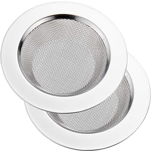 2 PCS Kitchen Sink Strainer Stainless Steel, kitchen Sink Drain Strainer，Sink Strainers with Large Wide Rim 4.5' Diameter for Kitchen Sinks