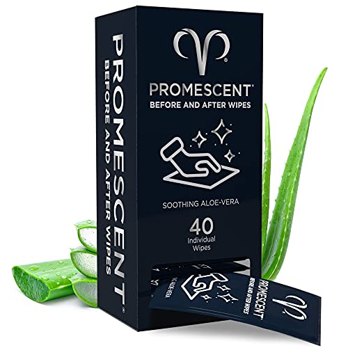 Promescent Flushable Wipes for Adults, Personal Cleansing Hygienic Wet Wipes for Men and Feminine Use - Infused with Aloe Vera, Hypoallergenic, pH Balanced, Single Use XL Towelettes (40 Count)