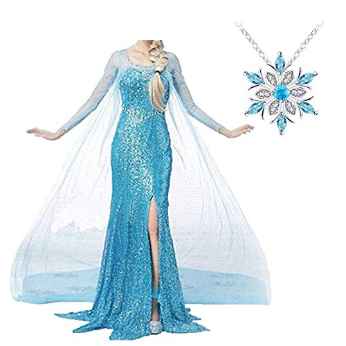 Big-On-Sale Princess Dress for Women Adults Fancy Party Dress Up Halloween Cosplay Costume (L,elsa1)