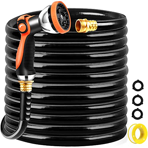 TomCare Garden Hose 50 ft Premium Rubber Black