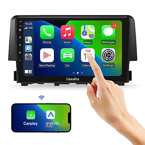Dasaita HD 9 inch Android Car Stereo for Honda Civic 2015 2016 2017 2018 2019 2020 2021 2022 Carplay Android Auto Car Radio IPS Touch Screen GPS Navigation 4G RAM 64G ROM Built-in DSP WiFi Head Unit