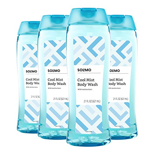 Amazon Brand - Solimo Body Wash, Cool Mist Scent, 21 Fl Oz (Pack of 4)