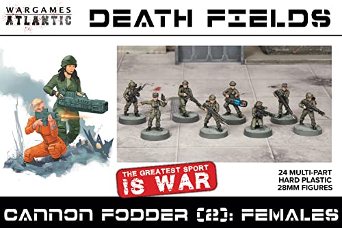 Death Fields - Cannon Fodder 2 = Females (24 Figures) Multi-Part Hard Plastic (HIGH Impact POLYSTYRENE) 28MM Figures…Made in The USA