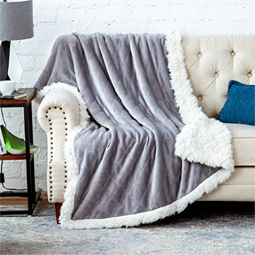 Bedsure Sherpa Fleece Blanket, Twin Size Winter Warm Cozy Plush Thermal Blanket, Soft Fuzzy Reversible Lightweight Blanket for Couch, Sofa and Bed (Dark Grey,60'×80')
