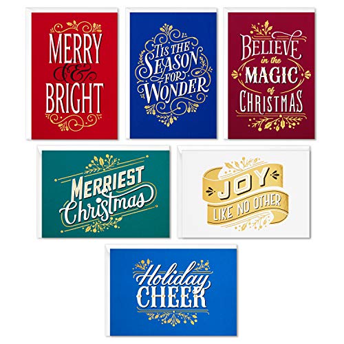 Hallmark Boxed Christmas Cards Assortment, Merriest Christmas (6 Designs, 24 Cards with Envelopes)