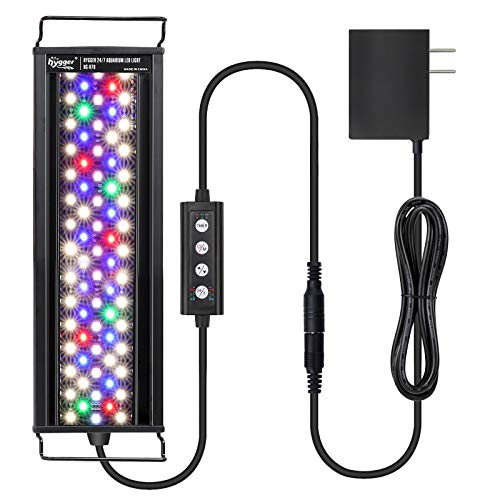 hygger Fish Aquarium LED Light, 14W 24/7 Lighting Sunrise-Daylight-Moonlight Mode DIY , Adjustable Timer/Brightness with Extendable Bracket 7 Colors for Planted Tank