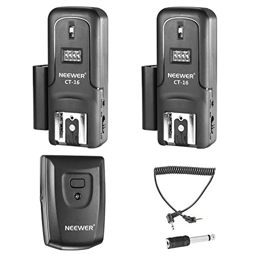 Neewer 16 Channels Wireless Radio Flash Speedlite Studio Trigger Set, Including (1) Transmitter and (2) Receivers, Fit for Canon Nikon Pentax Olympus Panasonic DSLR Cameras (CT-16)