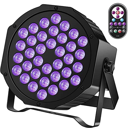 U`King LED Black Light 36 x 2W UV Lighting Par Lights Glow in The Dark Supplies Blacklight for Christmas and Birthday Party Wedding Stage Controlled by IR Remote and DMX