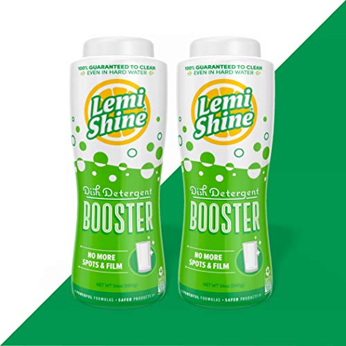 Lemi Shine Dish Detergent Booster, Hard Water Stain Remover, Multi-Use Citric Acid Cleaner (24 oz Container, 2 Pack Bundle)