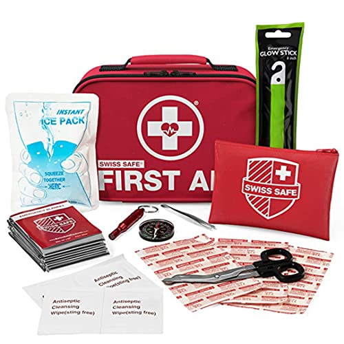 Swiss Safe 2-in-1 First Aid Kit (120 Piece) + Bonus 32-Piece Mini Kit: Compact, Lightweight for Emergencies at Home, Outdoors, Car, Camping, Workplace, Hiking & Survival