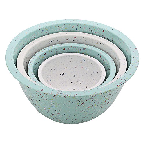 Zak Designs Confetti Mixing Bowl Set, Nesting Bowls for Space Saving Storage, Made with Durable Eco-Friendly Melamine, Great for Prepping and Serving Food (Mint & White, 4pcs, BPA-Free)