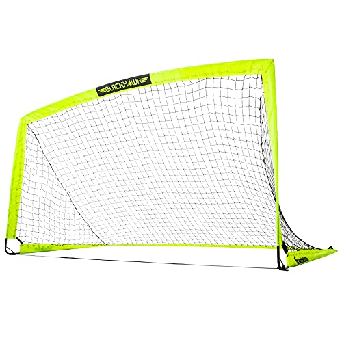 Franklin Sports Blackhawk Backyard Soccer Goal - Portable Kids Soccer Net - Pop Up Folding Indoor + Outdoor Goals - 4' x 3' - Optic Yellow