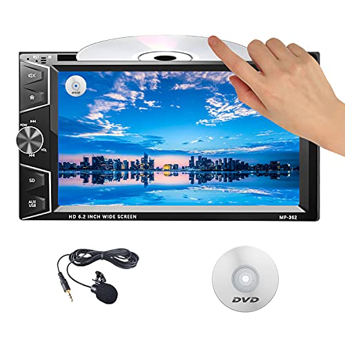 Camecho Double Din Android Car Stereo Radio 6.2'' Touch Screen DVD/CD Player Build-in GPS Navigation WiFi Bluetooth Support Android iOS Mirror Link with FM/AM/USB/SD/Backup Camera Input/APP Download