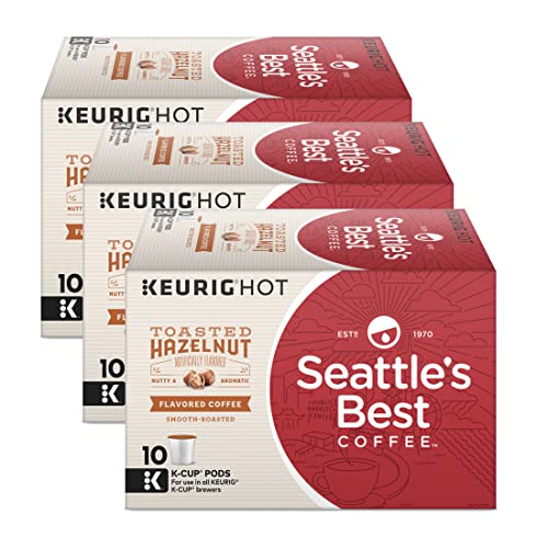 Seattle’s Best Flavored Coffee K-Cup Pods, Toasted Hazelnut, Smooth Roasted Ground Coffee K-Cups for Keurig Brewers, 10 CT K-Cup Pods/Box (Pack of 3 Boxes)