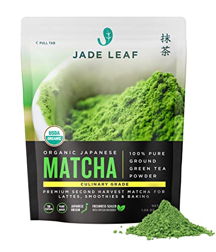 Jade Leaf Organic Matcha Green Tea Powder - Authentic Japanese Origin - Premium Second Harvest Culinary Grade (1.06 Ounce)