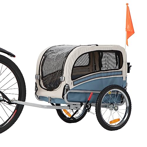 Sepnine Leonpets 2 in 1 Dog Stroller Pet Dog Bike Trailer Bicycle Trailer and Jogger,Easy Fold 20303 (Blue/Grey)
