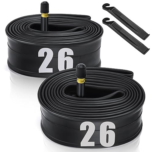 2-Pack Bike Tubes 26' x 1.75/2.125 AV Valve, 26x2.125 Bicycle Tube Compatible with 26x1.75 26 x 1.95 26 x 2.10 26 x 2.125, 26' Bike Rubber Tubes for Road/MTB/City Bikes by Hydencamm (2 of One Size)