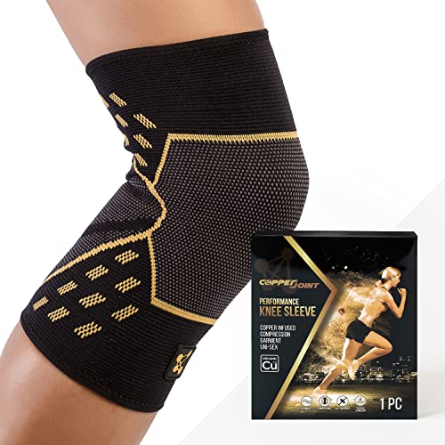 CopperJoint Knee Compression Sleeve PRO for Men & Women - Knee Brace For weightlifting, Sports Injury & Knee Support - Helps Blood Flow, Pain Relief & Management - Copper Infused Nylon (XX-Large)