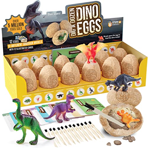 Dig a Dozen Dino Egg Dig Kit - Dinosaur Toys for Kids 3-12 Year Old Boys & Girls - 12 Easter Eggs & Surprise Dinosaurs. Science STEM Activities - Educational Boy Toy Party Gifts Ages 3-5 5-7
