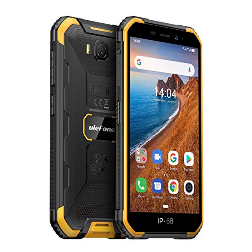 Ulefone Rugged Smartphone Unlocked, Armor X6 IP68 Waterproof Phone, 5.0 inch, Android 9.0 2GB+16GB, 4000mAh Battery, Global 3G Dual SIM, LED Light, Face ID Compass+GPS Shockproof (Orange)