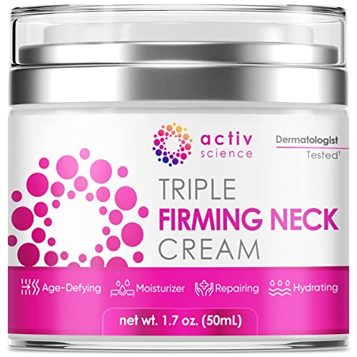 ACTIVSCIENCE Neck Firming Cream - Natural Anti-Aging Facial Moisturizer with Retinol Collagen & Hyaluronic Acid - Day & Night Anti-Wrinkle Cream - Firming, Hydrating Face Cream