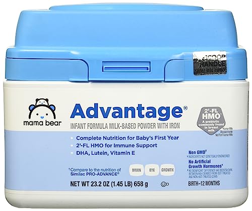 Amazon Brand - Mama Bear Advantage Baby Formula Powder with Iron, 2'-FL HMO for Immune Support, Infant Formula, 23.2 Ounce