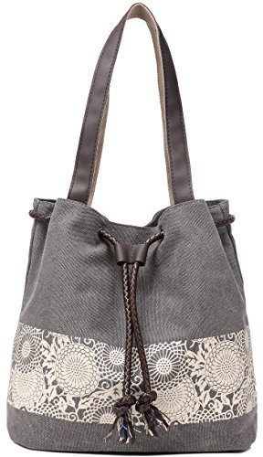 ArcEnCiel Canvas Tote Bag for Women Shoulder Purse Beach Handbags Work Travel Shopping Pack (Gray)