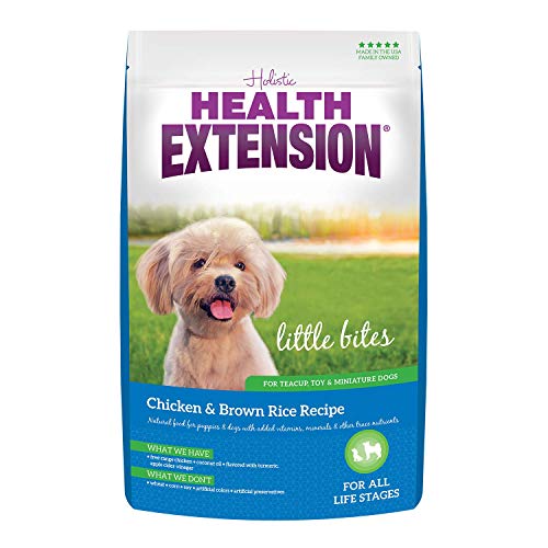 Health Extension Little Bites Dry Dog Food, Natural Food with Added Vitamins & Minerals, Suitable for Teacup, Toy & Miniature Dogs, Chicken & Brown Rice Recipe (10 Pound / 4.5 Kg)