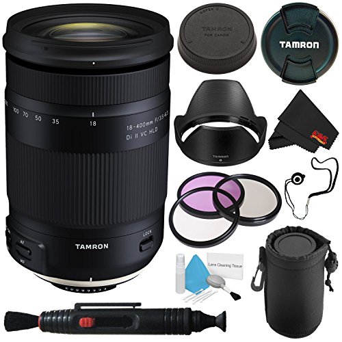 Tamron 18-400mm f/3.5-6.3 Di II VC HLD Lens Nikon F (International Model) + 72mm 3 Piece Filter Kit + Deluxe Lens Pouch + Deluxe Cleaning Kit + Lens Cap Keeper + Lens Pen Cleaner Bundle