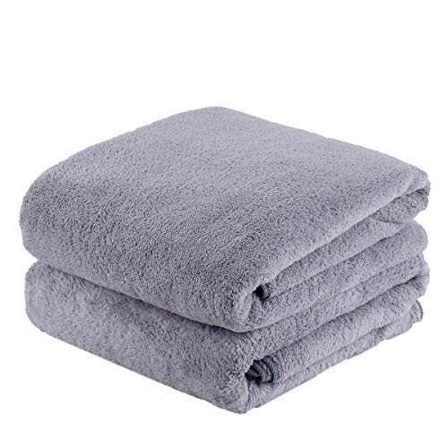 JML Luxury Hotel & SPA Bath Towels (2 Pack, 30'x60') - 350GSM High Density Fleece Towel Sets - Super Soft and Absorbent, Lint Free, Fade Resistant Bath Towel, Fleece Fleece Grey