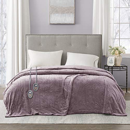 Beautyrest Heated Plush Elect Electric Blanket with 20 Heat Level Setting Controllers Equip with Secure Comfort Technology and 10 Hours Auto Shut Off, King: 90x100, Lavender,BR54-0657
