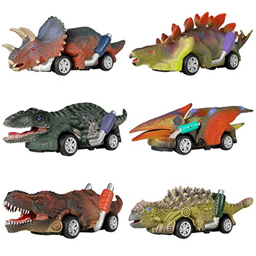 DINOBROS Dinosaur Toy Pull Back Cars, 6 Pack Dino Toys for 3 Year Old Boys and Toddlers, Boy Toys Age 3,4,5 and Up, Pull Back Toy Cars, for Boys Dinosaur Games with T-Rex