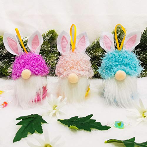 Hopearl 3 Pack Easter Eggs Kit Candies Storage Container Jar Bunny Gnome Rabbit Swedish Tomte Spring Decor Hanging Ornaments Tree Fireplace Holiday Home for Cookie Candy Gift Boys Girls, 6''