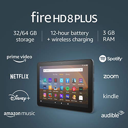 Amazon Fire HD 8 Plus tablet, HD display, 32 GB, (2020 release), our best 8' tablet for portable entertainment, Slate