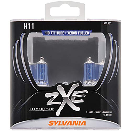 SYLVANIA - H11 (64211) SilverStar zXe High Performance Halogen Headlight Bulb - Headlight & Fog Light, Bright White Light Output, HID Attitude, Xenon Fueled Technology (Contains 2 Bulbs)