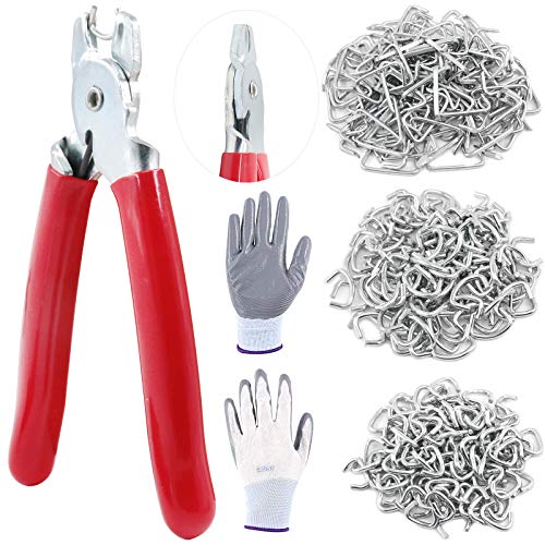 Swpeet 360Pcs 3/4' 1/2' 3/8' Galvanized Hog Rings with Straight Hog Ring Pliers Assortment Kit, Professional Upholstery Hog Rings Installation Kit for Bungee Shock, Cords, Animal Pet Cages, Bagging
