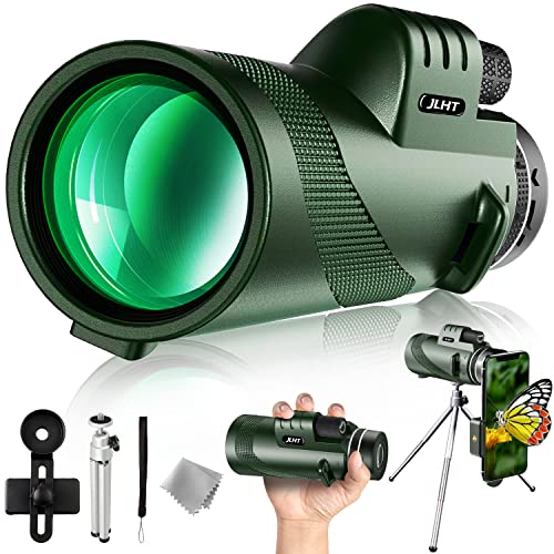 JLHT 40X60 Monocular Telescope High Power Monocular for Adults with Phone Adapter& Tripod& Hand Strap Low Night Vision Monocular Equipped with BAK4 Prism for Bird Watching Hunting Traveling Concert