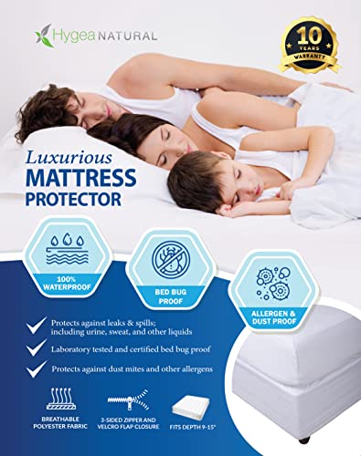 Hygea Natural Mattress Cover - Water Resistant,Washable, Breathable and Strechable up to 15 in.- Zippered Mattress Cover (King)