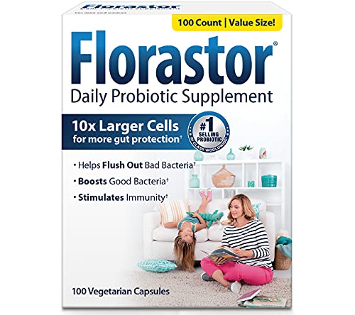 Florastor Daily Probiotic Supplement for Women and Men, Proven to Support Digestive Health, Saccharomyces Boulardii CNCM I-745 (100 Capsules), Pack of 2