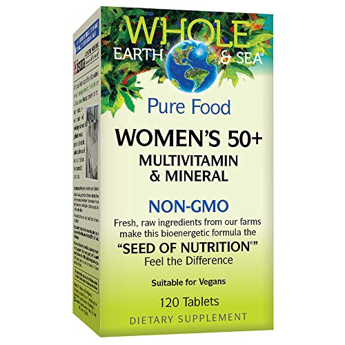 Natural Factors Whole Earth & Sea from, Women's 50+ Multivitamin & Mineral, Vegan, 120 Tablets