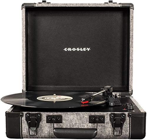 Crosley CR6019D-SMK Executive Vintage Bluetooth 3-Speed Portable Suitcase Vinyl Record Player Turntable with USB, Smoke